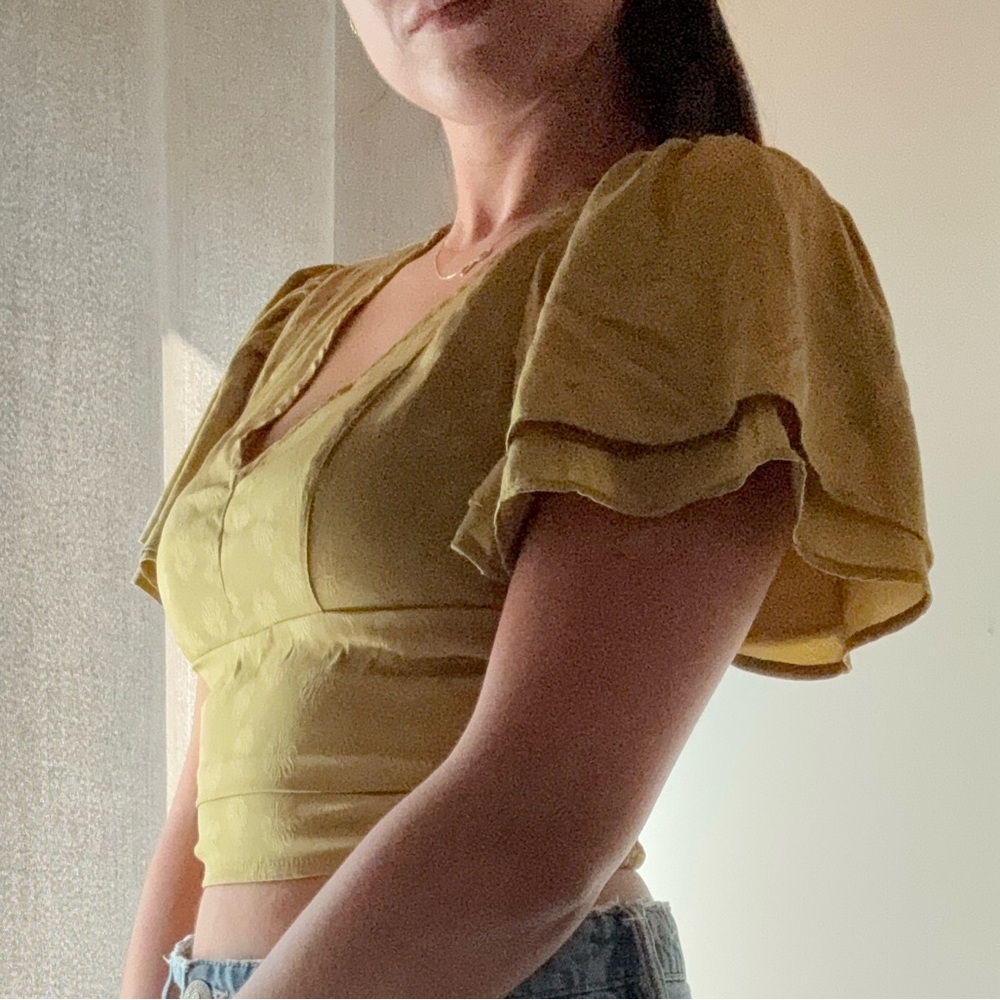 Urban Outfitters Mustard Floral Blouse